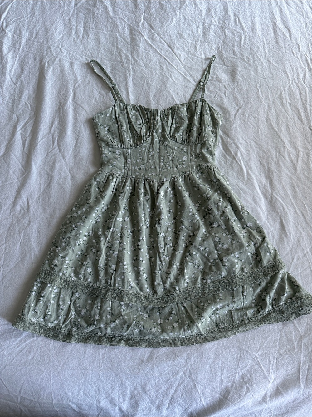 Hollister Sage Green Floral Mini Dress